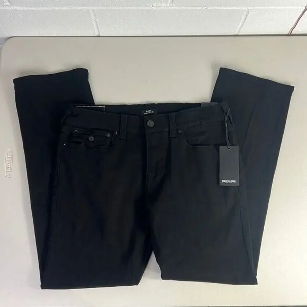 TRUE RELIGION Men's Ricky StraightJeans Back Flap Pockets Ricky W33 Black 105712